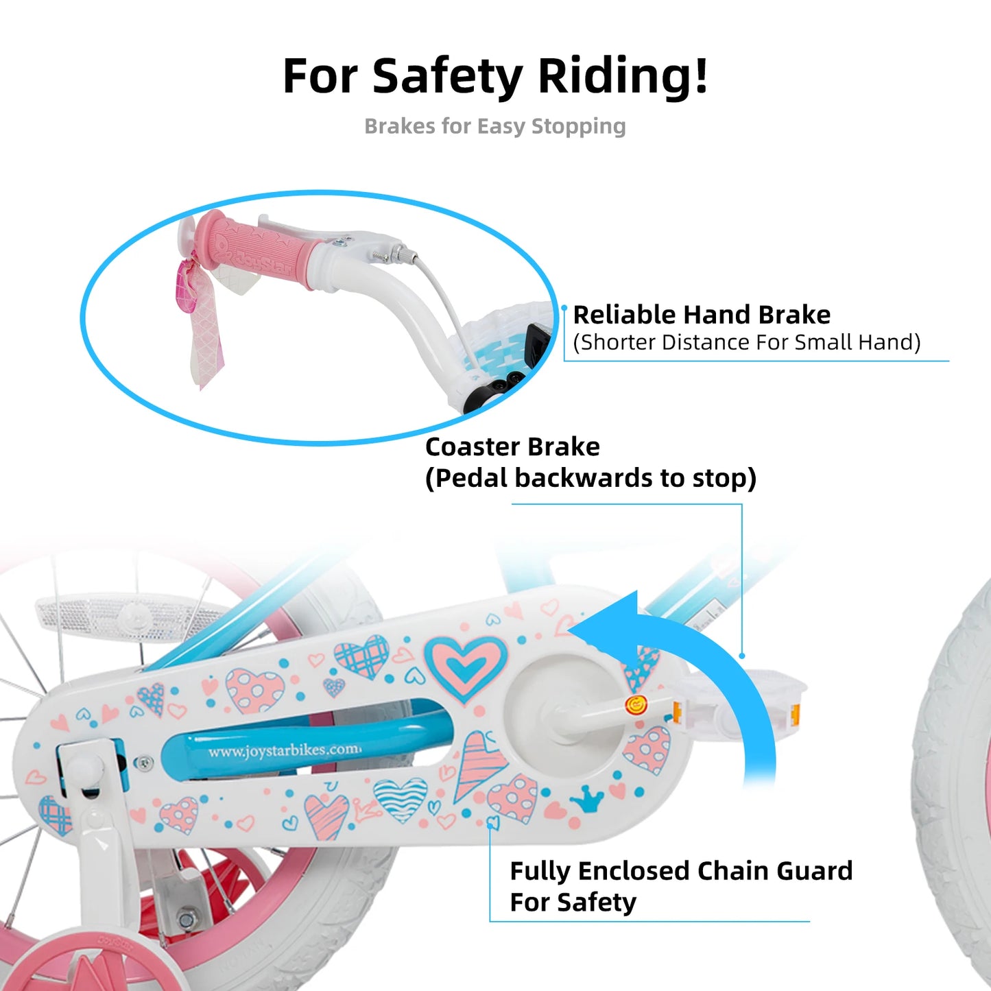 Girls Bike with Basket & Training Wheels Kids Bike Foot Brake