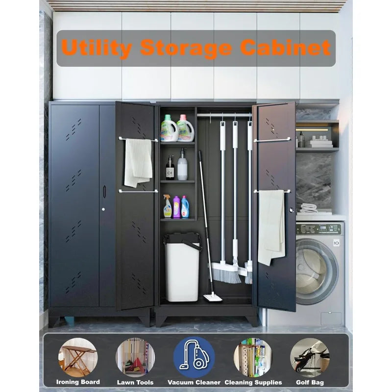 Outdoor furniture 75" Metal  Lockable Doors, Functional Garage