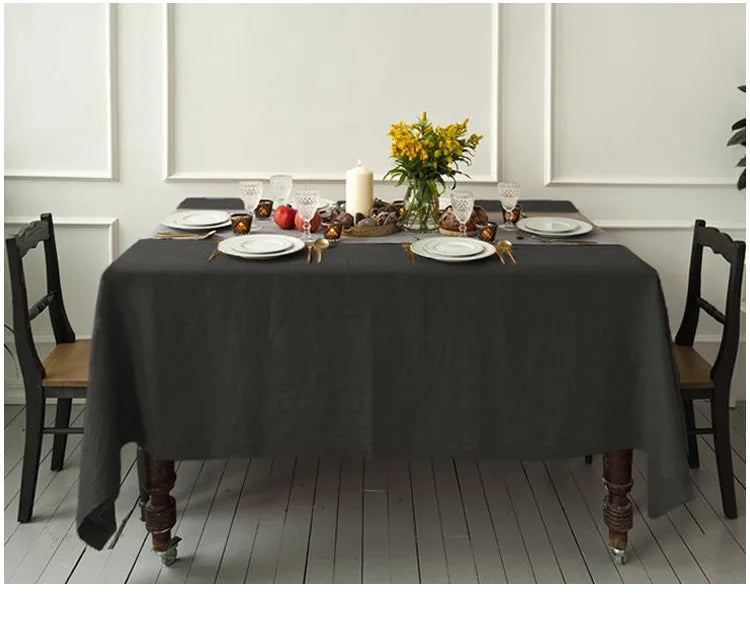 Natural Fabric Tablecloth,100% Pure Linen Solid Color Table