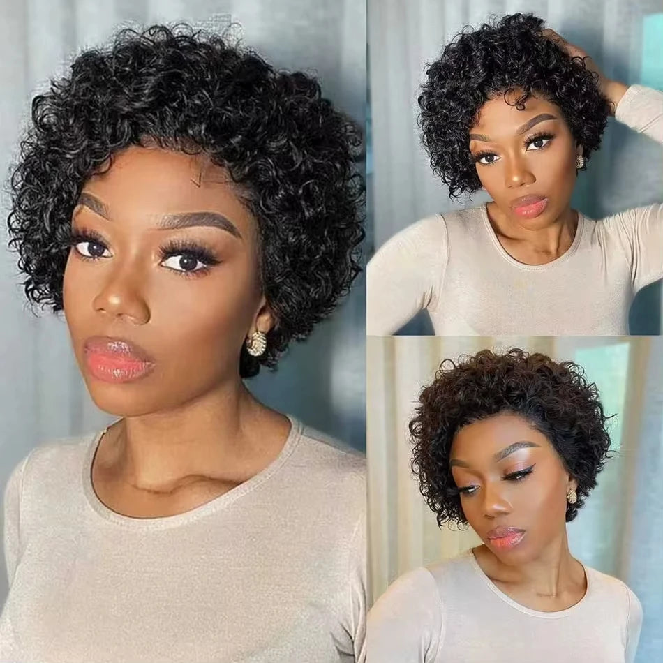 Short Pixie Cut Curly Wig - Brazilian Human Hair Lace Front | Restful Hideout