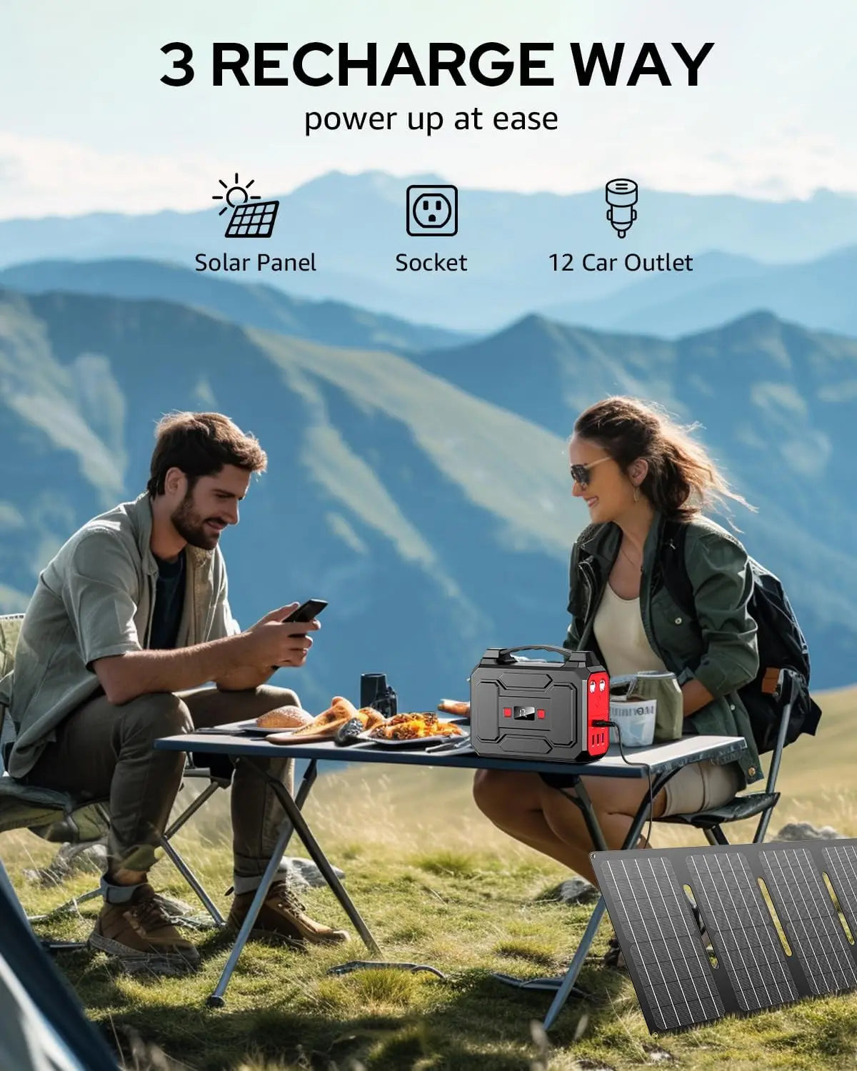 200W Solar Generator with 40W Panel, 146Wh Portable Power Station