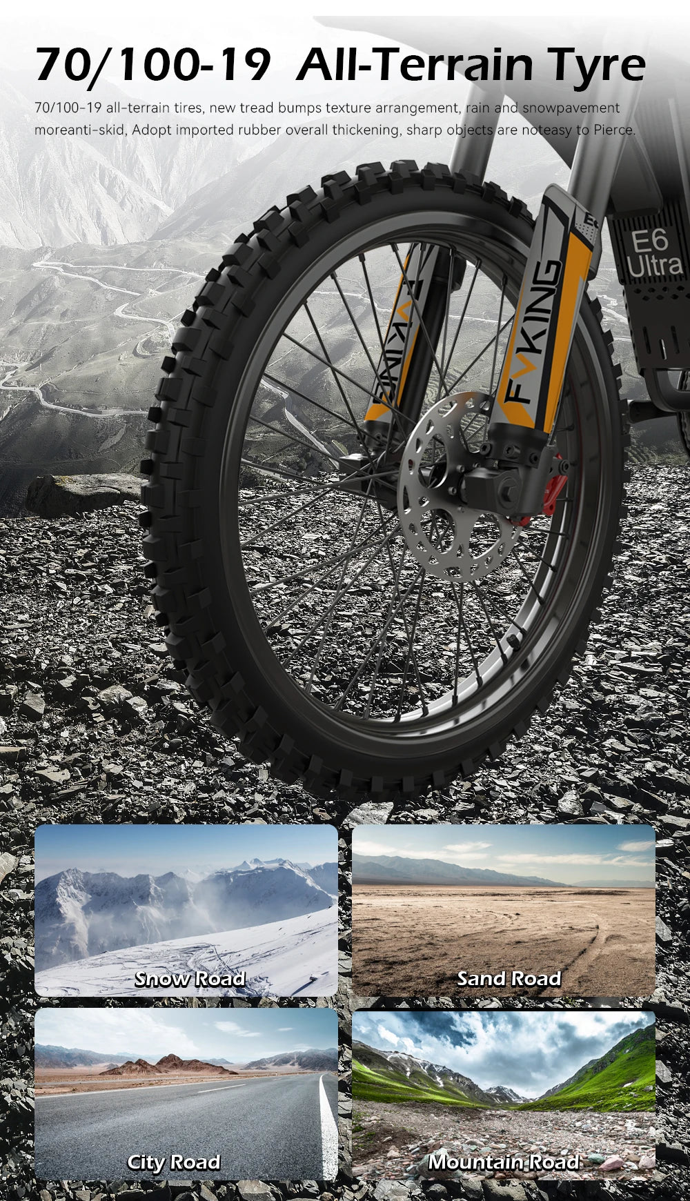Electric Bike 6000W Peak Electric Dirt Bike 60V30AH Battery