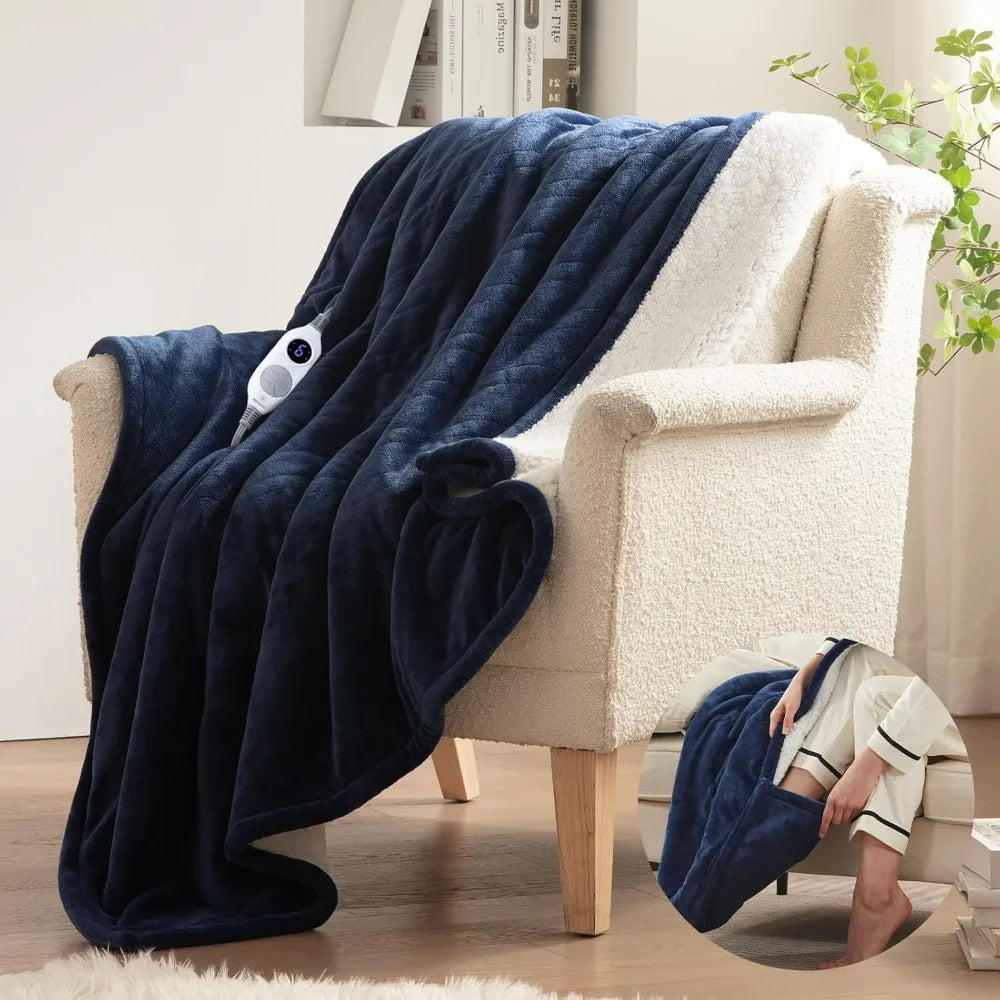 Electric Blanket with Foot Pocket for Adults Ultra Soft Flannel