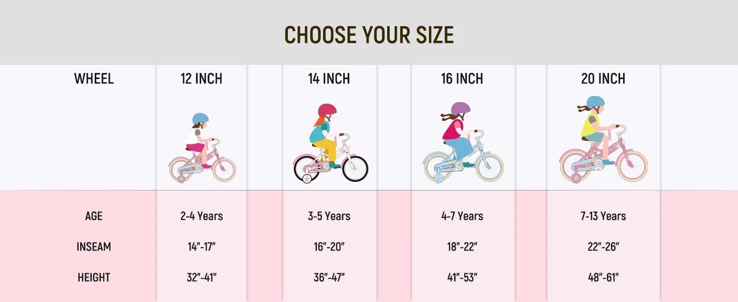 Kids Bike for Girls Ages 2-7 Years,  Bikes with Doll Bike Seat & Streamers,