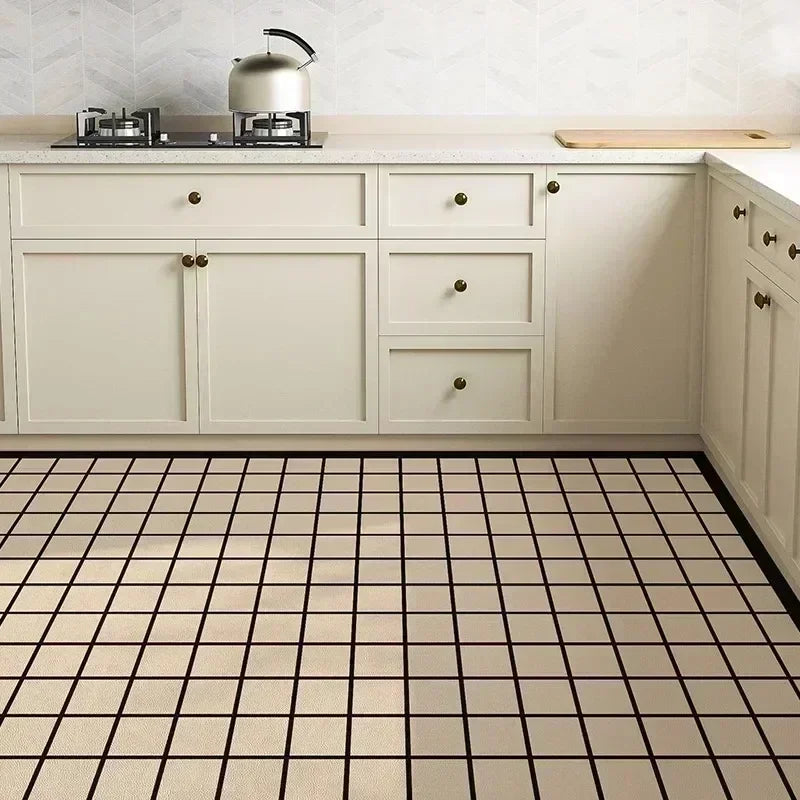 Kitchen Carpet Anti-fouling Oil-proof Grid Floor Mat Scrubbable