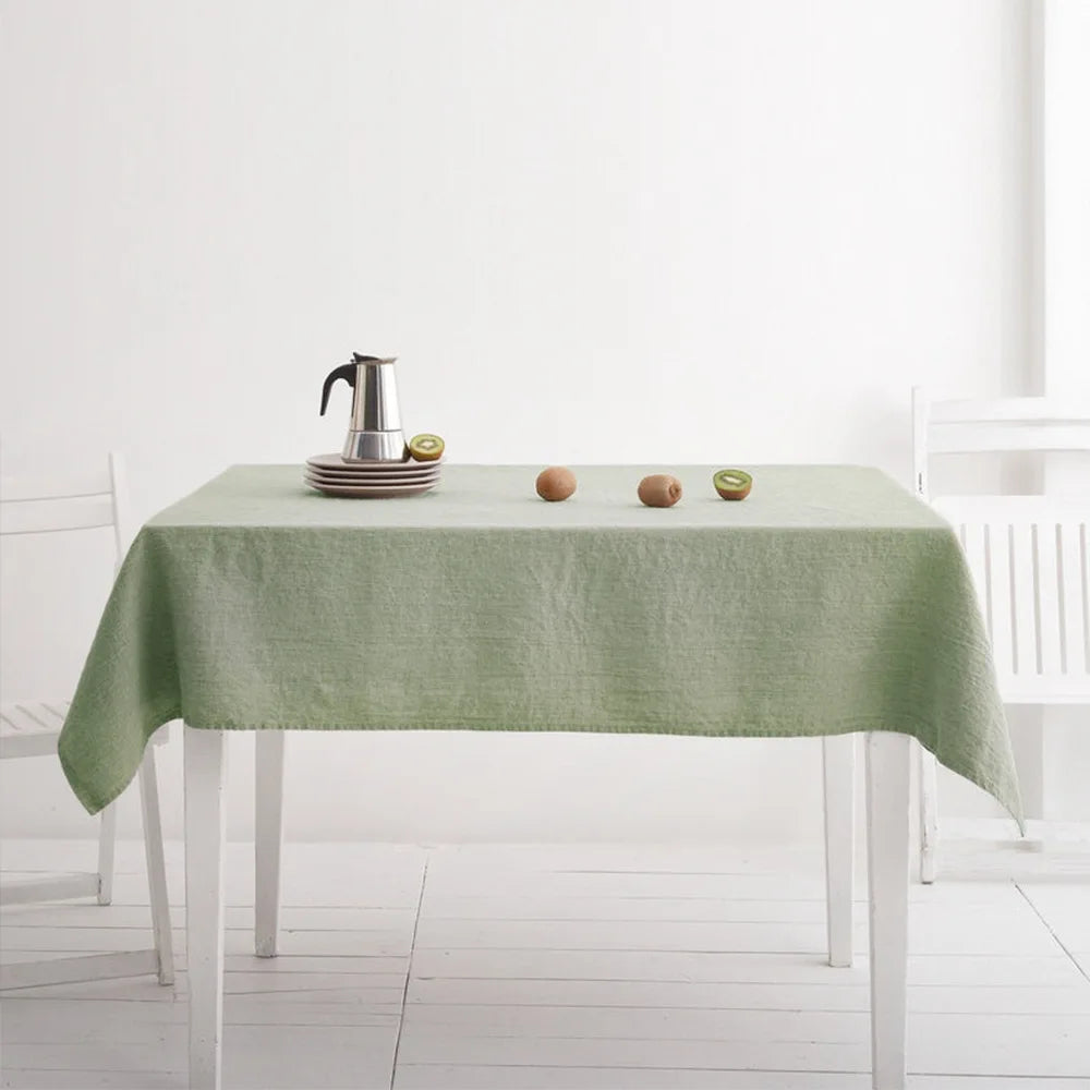 100% Pure Linen Solid Color Table Cover, Natural Fabric Tablecloth