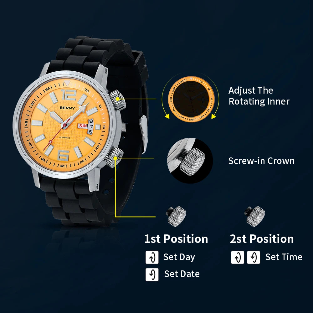 Diver Automatic Mechanical Watch for Men Super Luminous Waterproof Swimming Dive