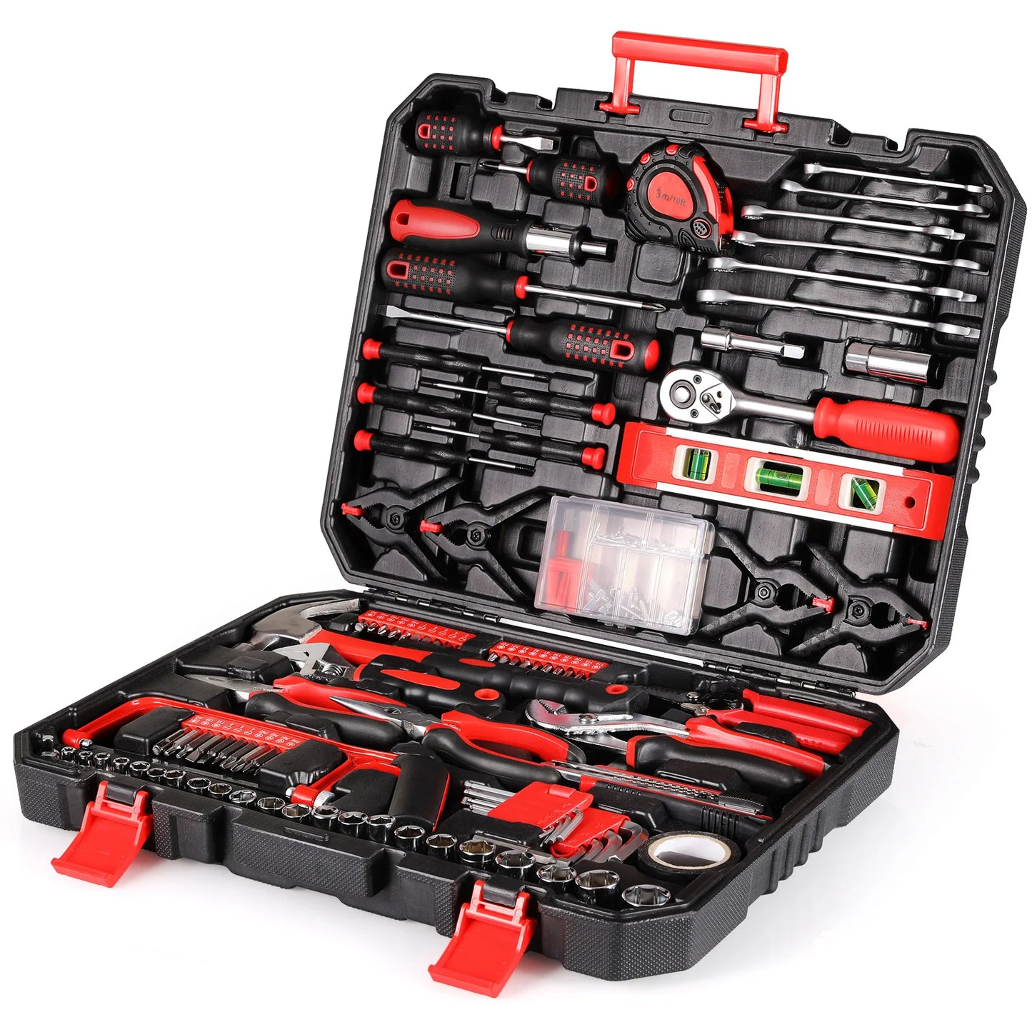 198 Piece Tool Box, Hand Tool Set, Ratchet Socket Tool Set,