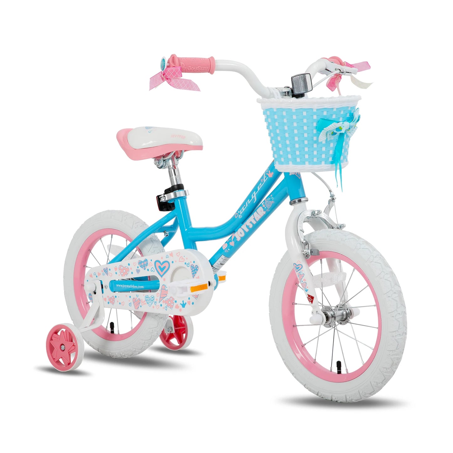 Girls Bike with Basket & Training Wheels Kids Bike Foot Brake