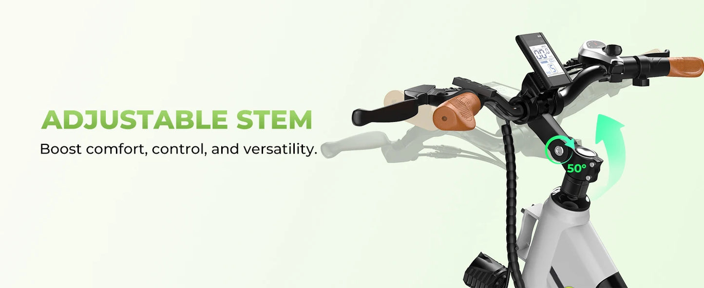 26" Step-Thru Electric Bike for Adult,1000w Peak Motor 80Miles Range,