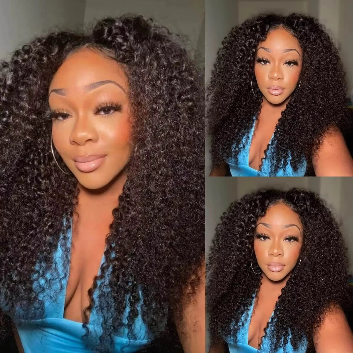 Kinky Curly V Part Wig Human Hair Deep Wave Glue less V Part Wigs Human Hair