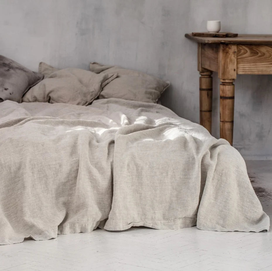 1Piece Washed French Bed linens Pure linen 100% Bedsheets Stone