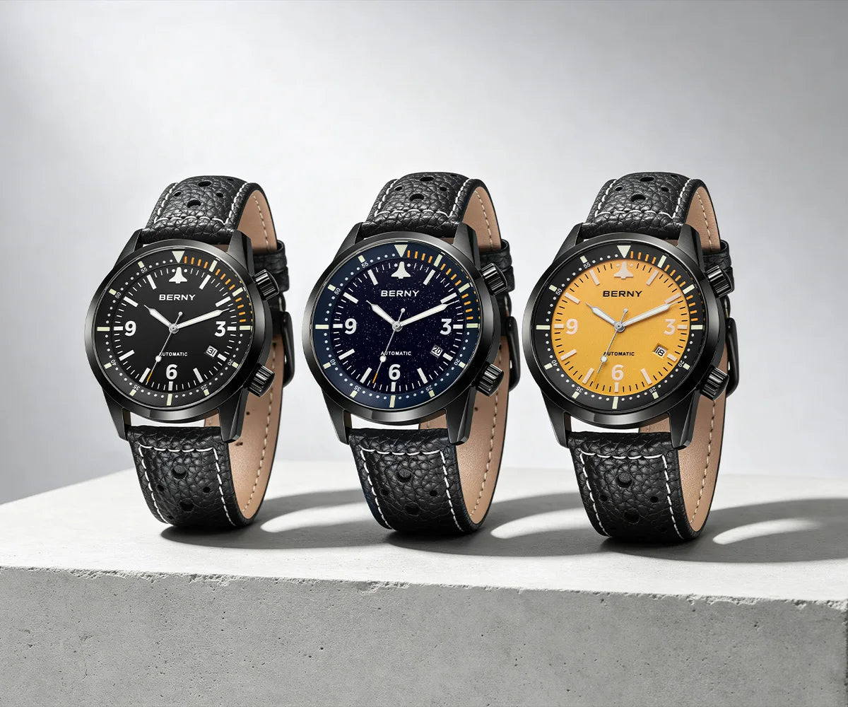 BERNY 20ATM Automatic Men's Diving Watches Top Luminous Sapphire AR Coated Diver Watches