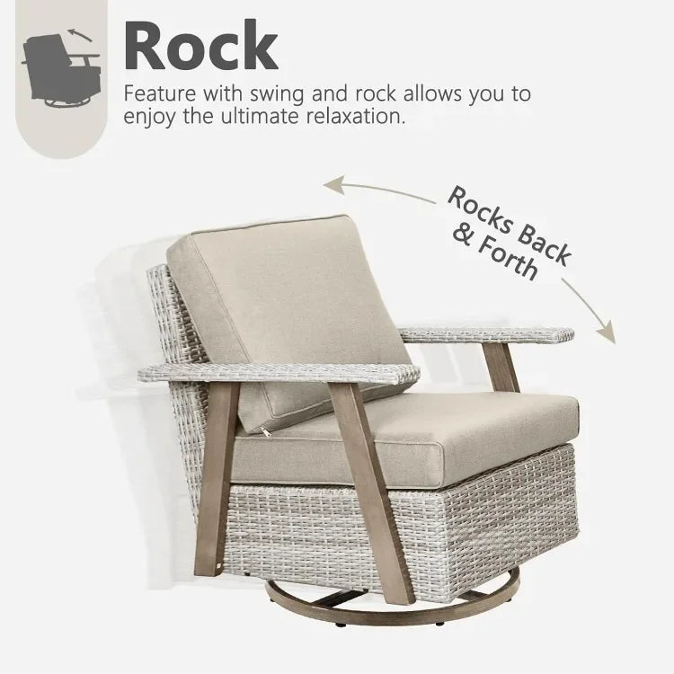 3 Pieces Outdoor Patio Swivel Chairs Set