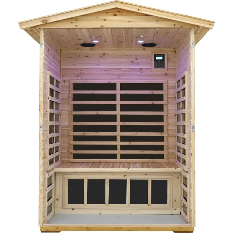 2-Person All-Weather Outdoor Sauna, Low EMF FIR Cabin