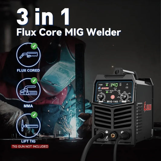 140A MIG Welder,3 in 1 Welder FLUX MIG/ARC/Lift TIG  110V Welding Machine