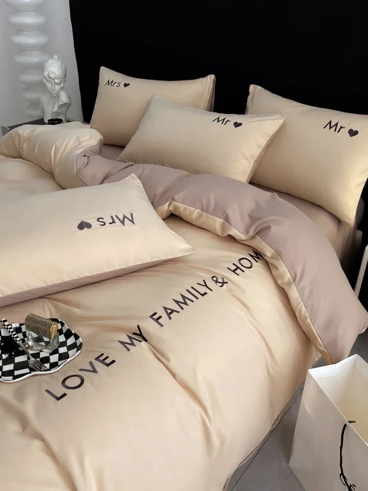Nordic Luxury Egyptian Cotton Bedding Set King Queen Double Twin Size