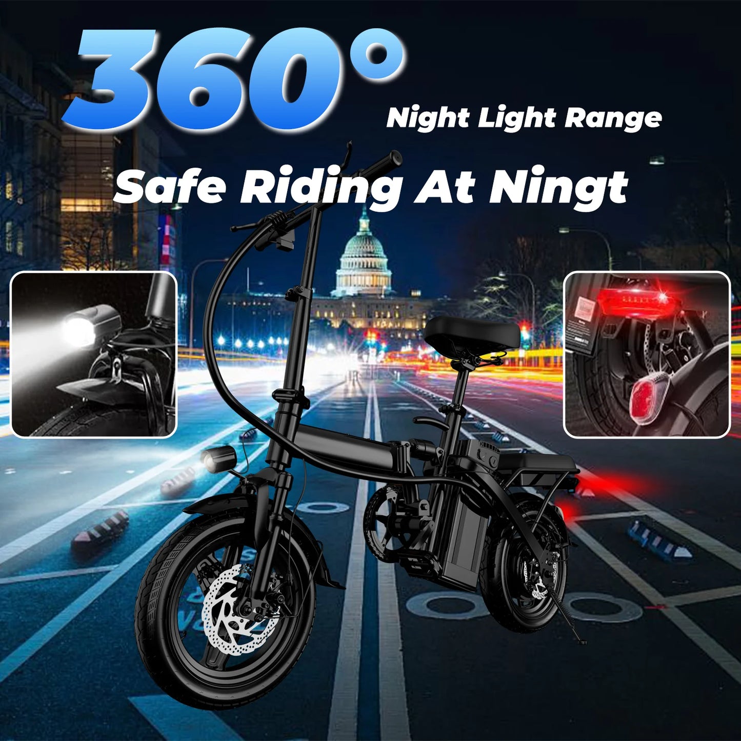 Adult Electric Bike, 20 MPH, Removable Battery, 14 Inch Folding Electric Bike,