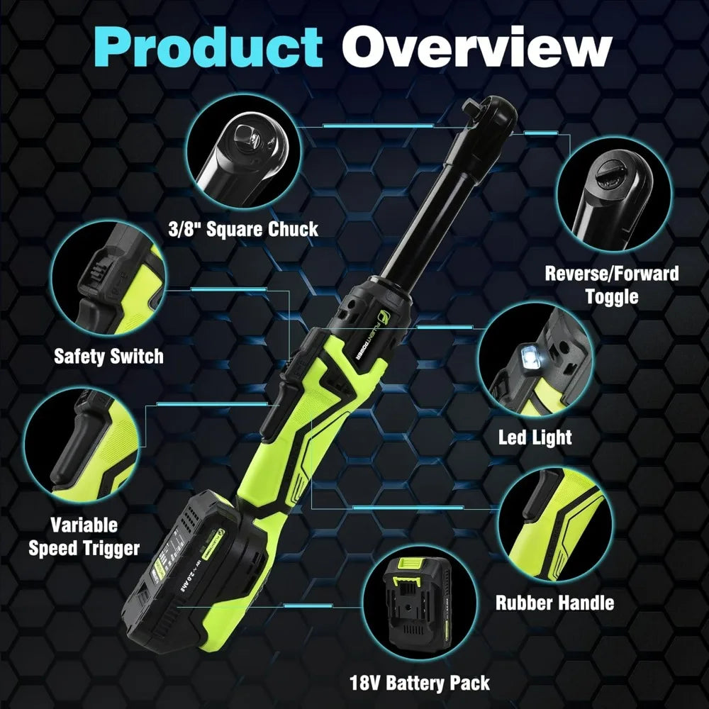 3/8" Cordless Electric Ratchet Wrench Set,