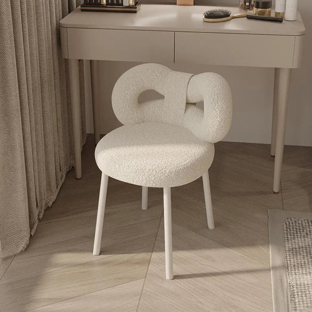 Vanity Stool with Bowknot Backrest
