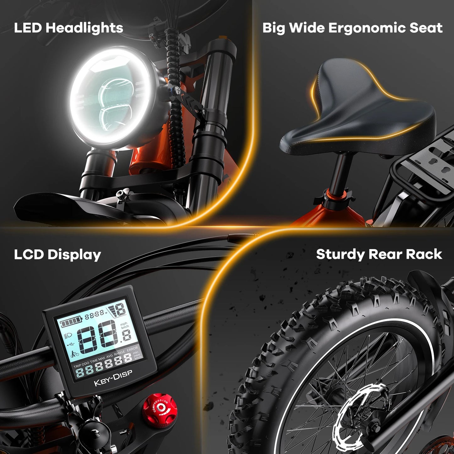 Folding Electric Bike for Adults, 35MPH 100Miles,  Fat Tire