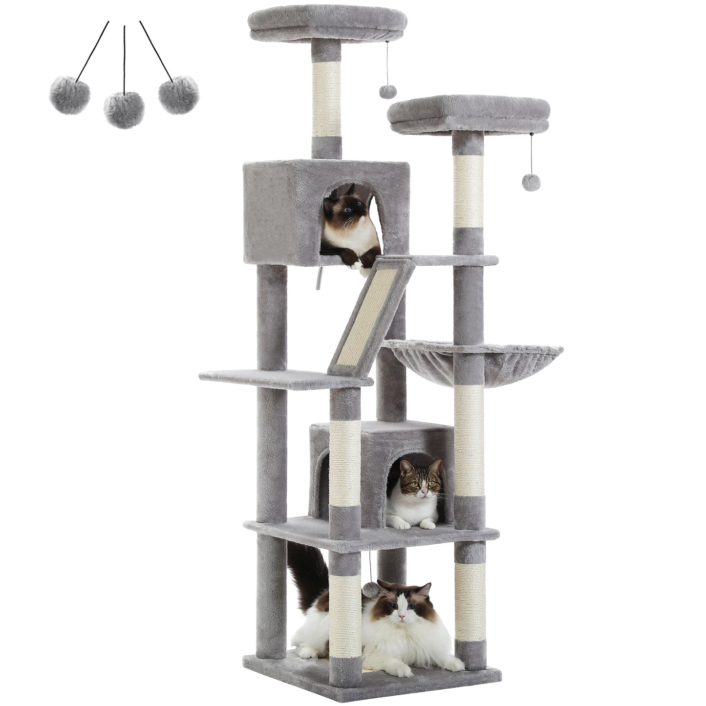 Large Cat Tree Tall Cat Tower for Indoor Cats Multi-Level Plush Cat Condo
