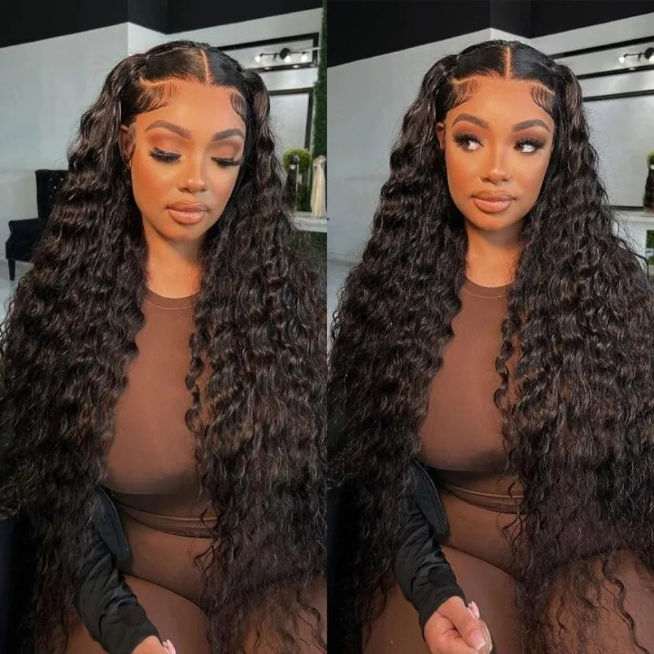 250 Density 13X6 Hd Lace Frontal Wig Deep Wave Human Hair Wigs 100%