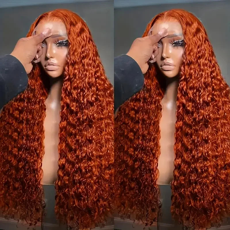250 Density 350 Orange Ginger Curly Human Hair Wigs