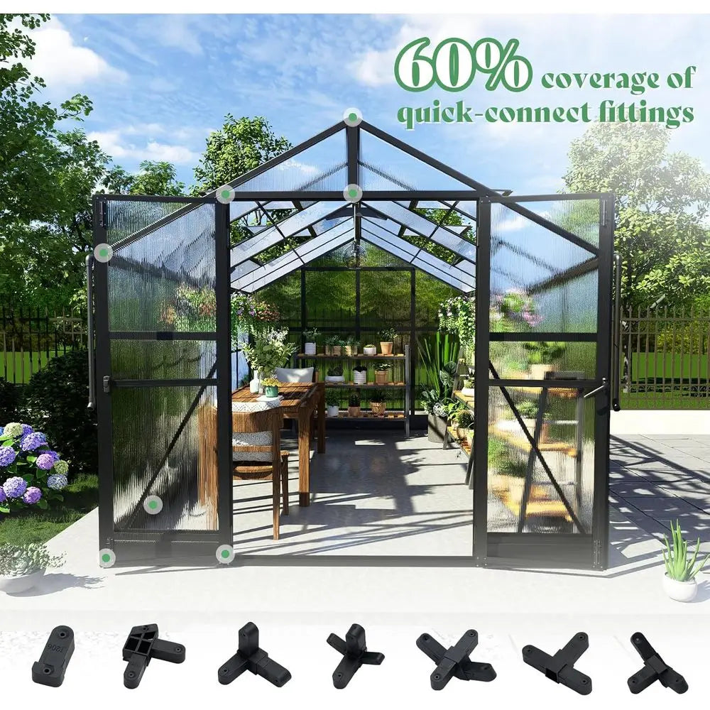 Walk-in Greenhouse with 7ft Height, 4 Vent Windows