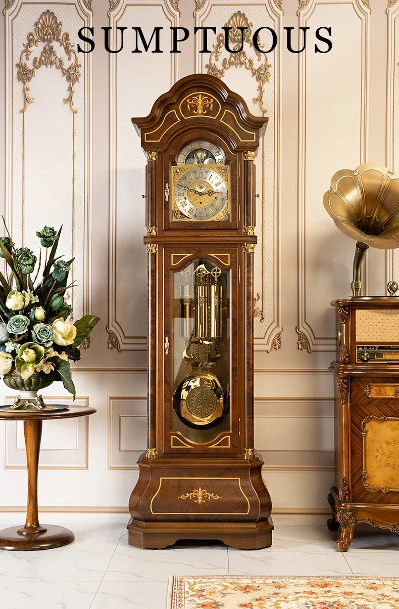 Vertical mechanical floor clock Living room European-style villa seat clock Chinese retro classical pendulum clock