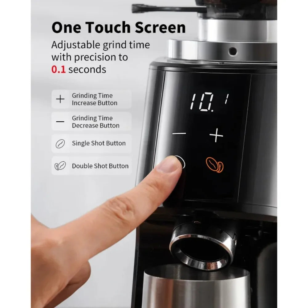 64mm Coffee Grinder with 100 Grind Settings and All-Metal Chamber,