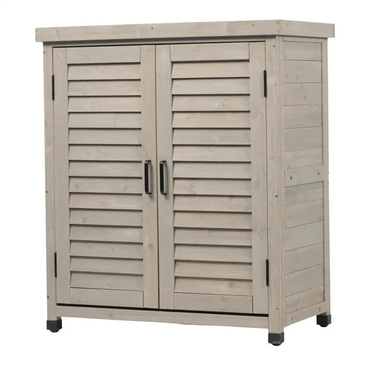 Potting Bench with Storage Cabinet and Metal Table Top for Outdoor Patio,'