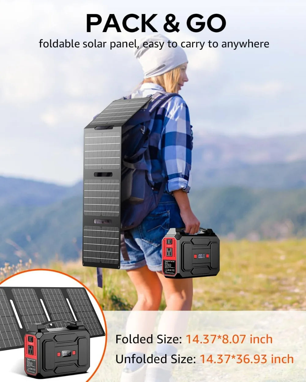 200W Solar Generator with 40W Panel, 146Wh Portable Power Station