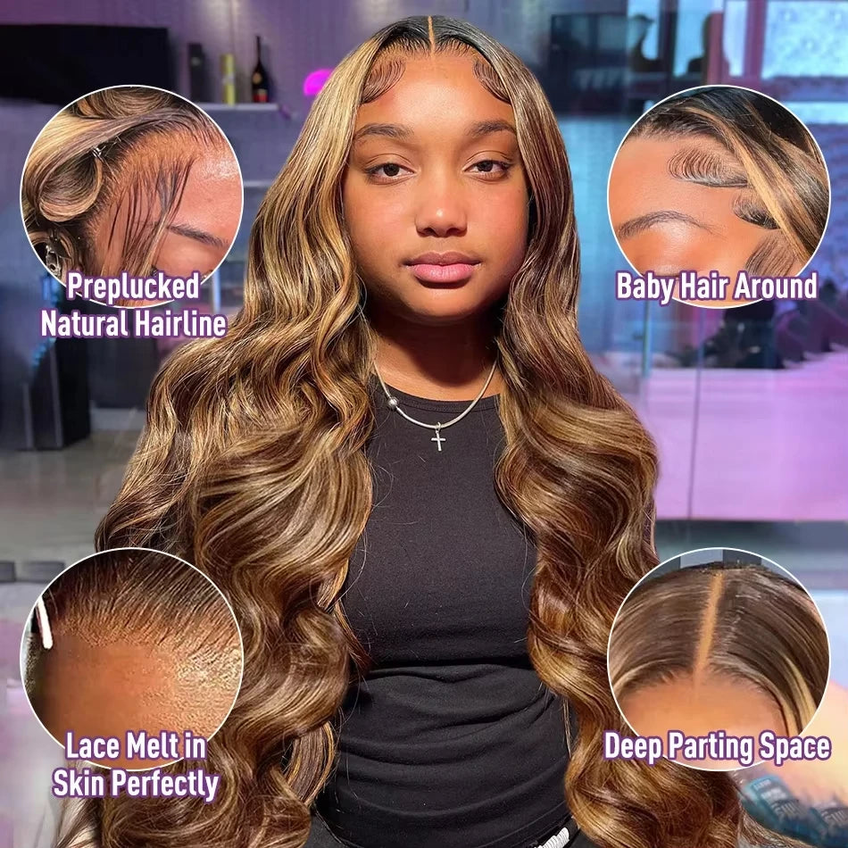 Colored Highlight Human Hair Wigs