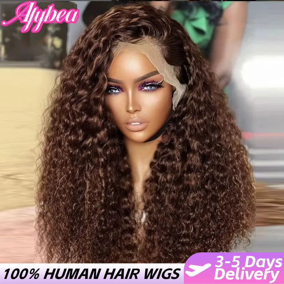 Chocolate Brown Curly  Lace Front Wigs