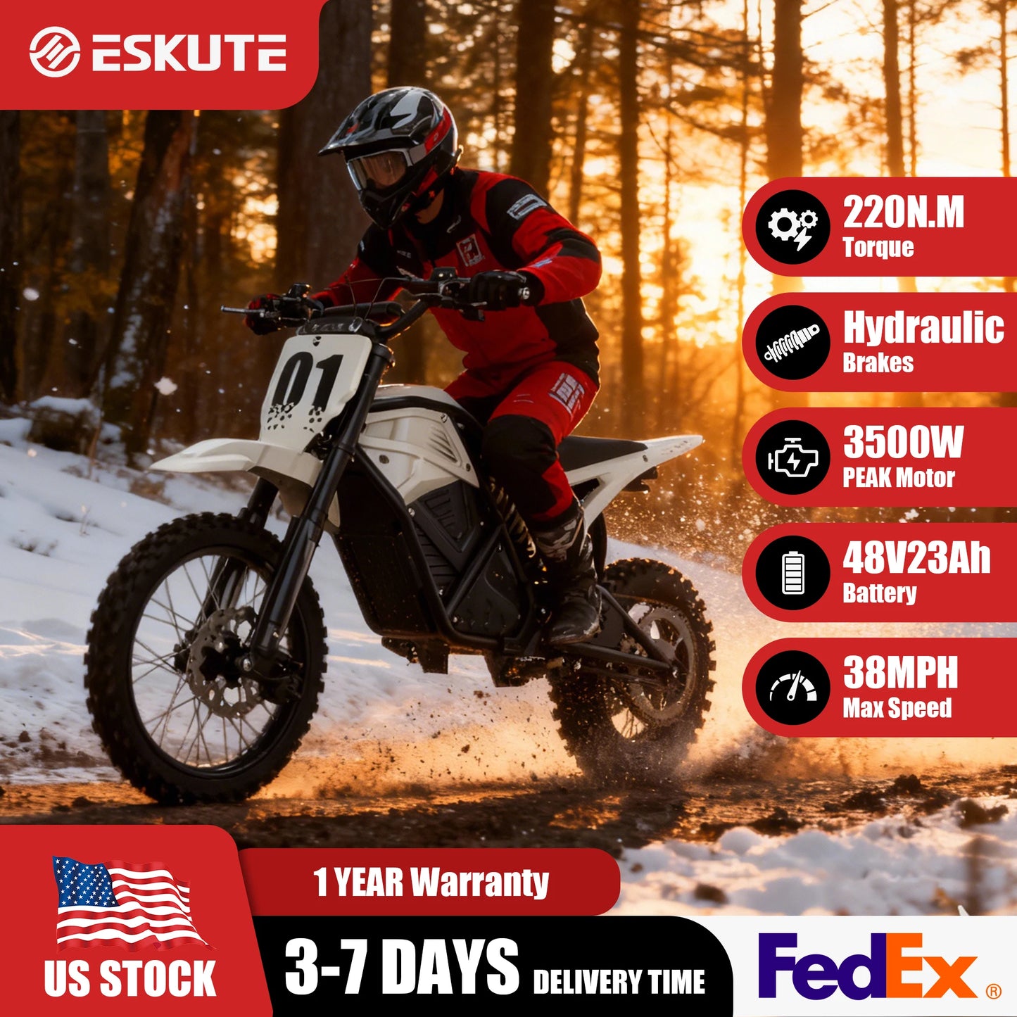 Electric Mini Dirt Bike for Teens & Adults, 14"/12" Fat Tire 3500W Electric Motorcycle, 48V23AH Battery Ebike 38MPH