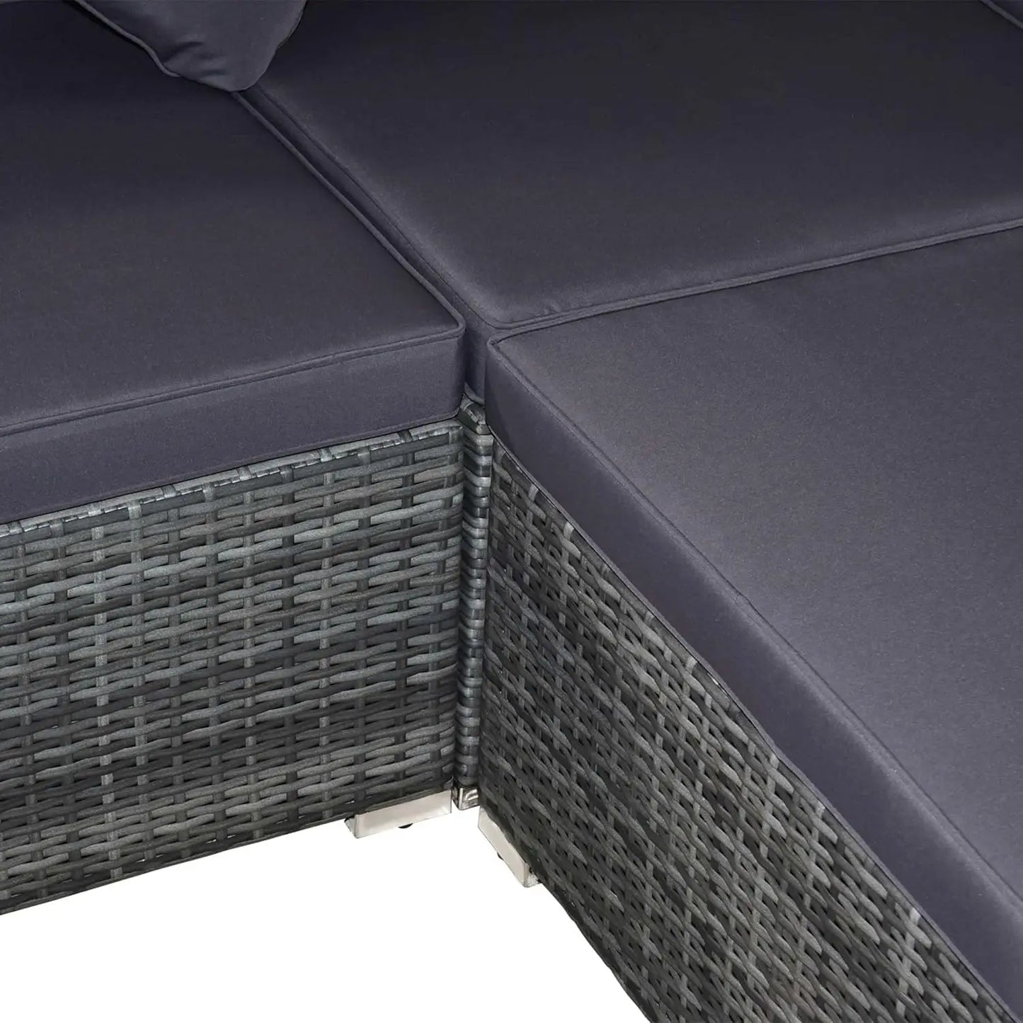 7pc PE Rattan Sectional Sofa All Weather Cushions Tempered Glass Tabletop
