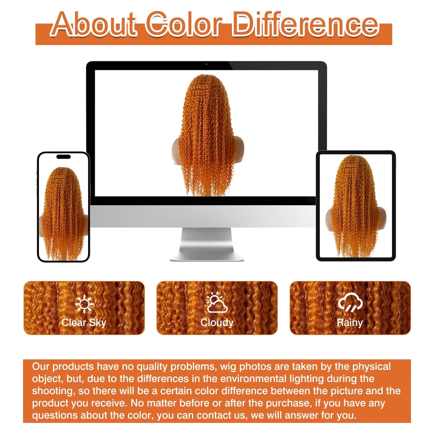 250 Density 350 Orange Ginger Curly Human Hair Wigs