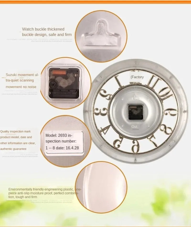 16-inch Large Wall Clock Vintage Silent Luxury Gold Shabby Chic Kitchen Home Wall Clocks