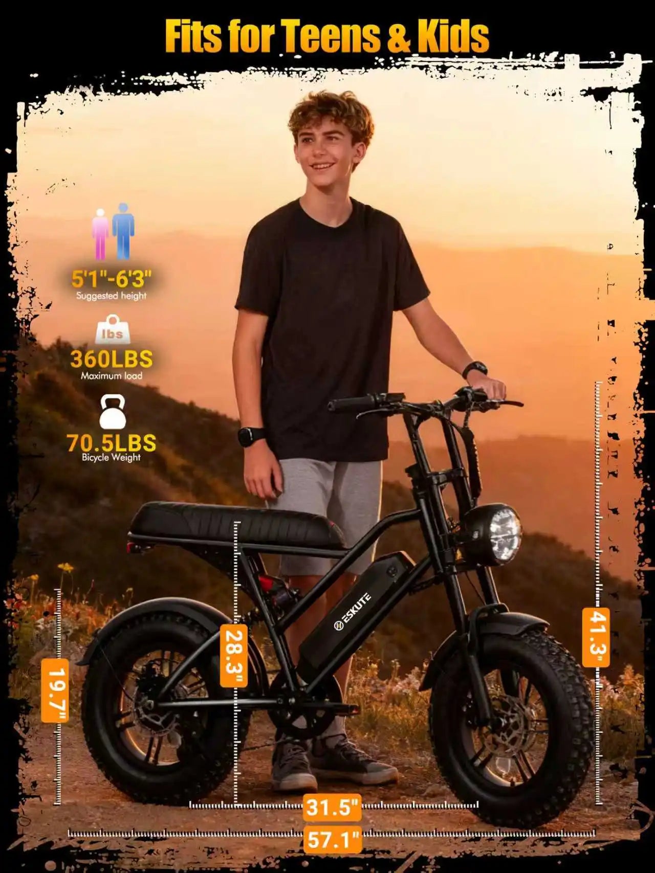 V100 Electric Bike, 1500W Peak 28MPH 48V13Ah Motorcycle,