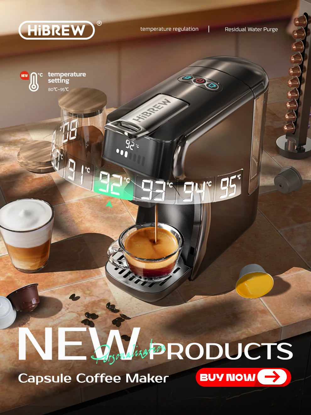 Coffee Machine 19 Bar 4in1 Hot & Cold Multiple Capsule Espresso