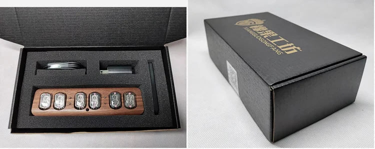 Wood Nixie Tube Clock Retro Alarm Table Clock Digital Watch Soviet Union In12 Tube Electronic Desktop Clocks Black Walnut Gift