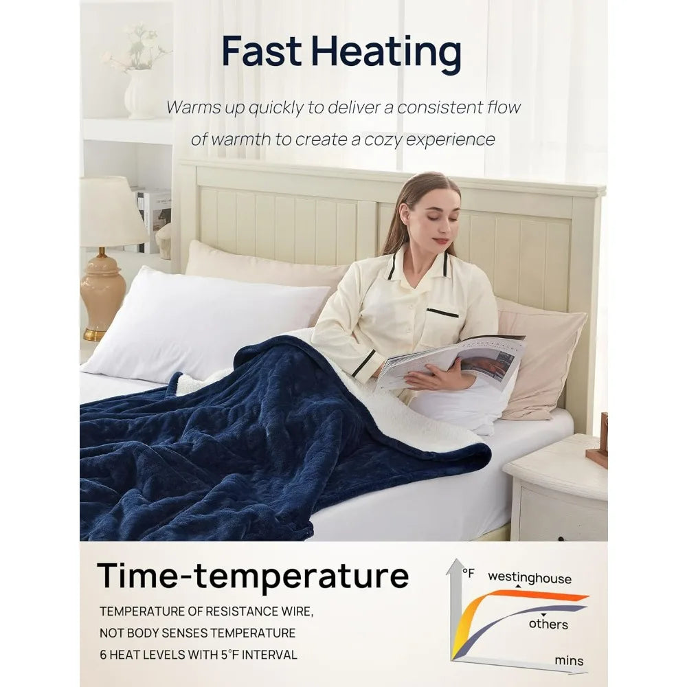 Electric Blanket with Foot Pocket for Adults Ultra Soft Flannel