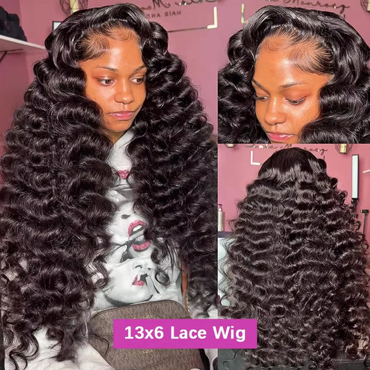 Head Lace Frontal Wig Loose Deep Wave Curly Human Hair 100%