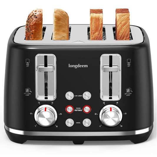 4 Slice Toaster, 1.5" Extra Wide Stainless Steel Slots,