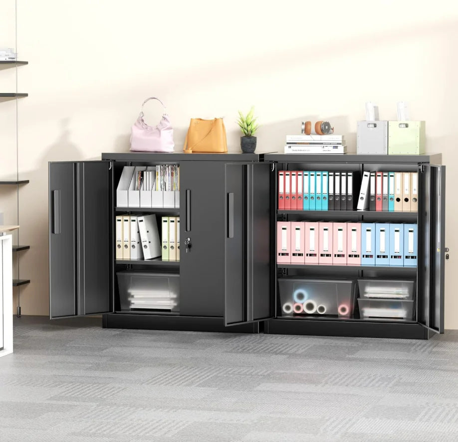 36" Metal Storage Cabinet with Wheels, Lockable Rolling Metal Garage Cabinets