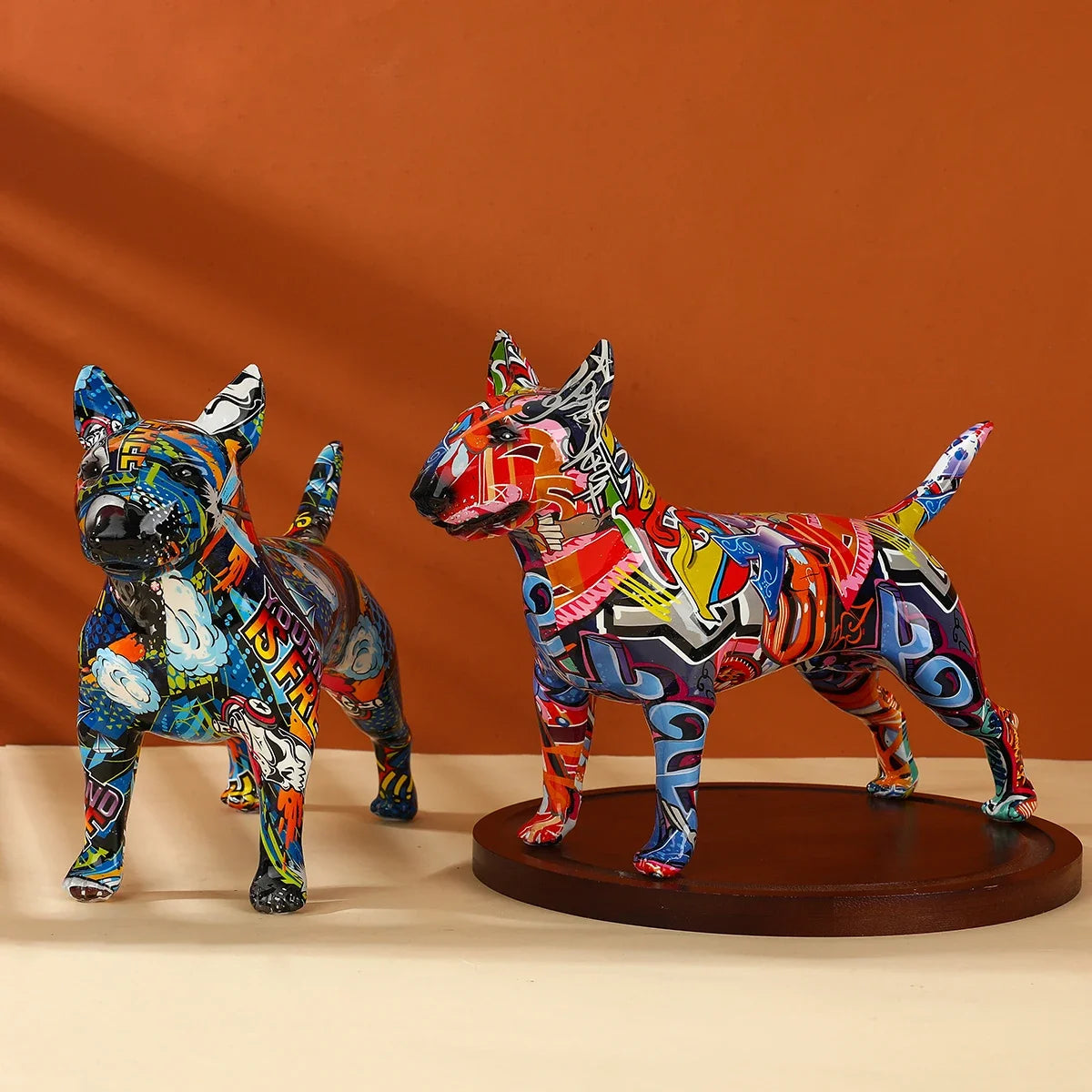 Colorful Bull Terrier Small Resin Pet Dog