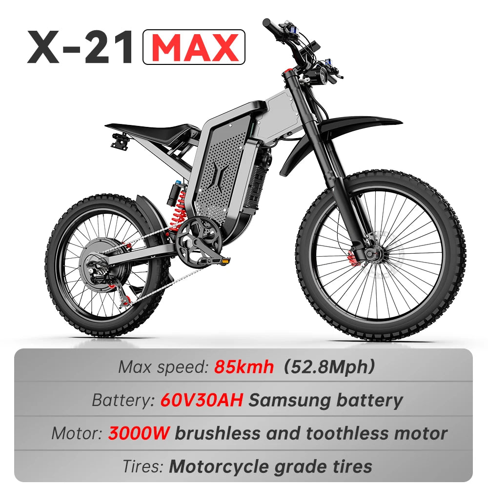 Electric Motorcycles 3000W Brushless Gearless Motors Lithium Battery Speed 85Kmh