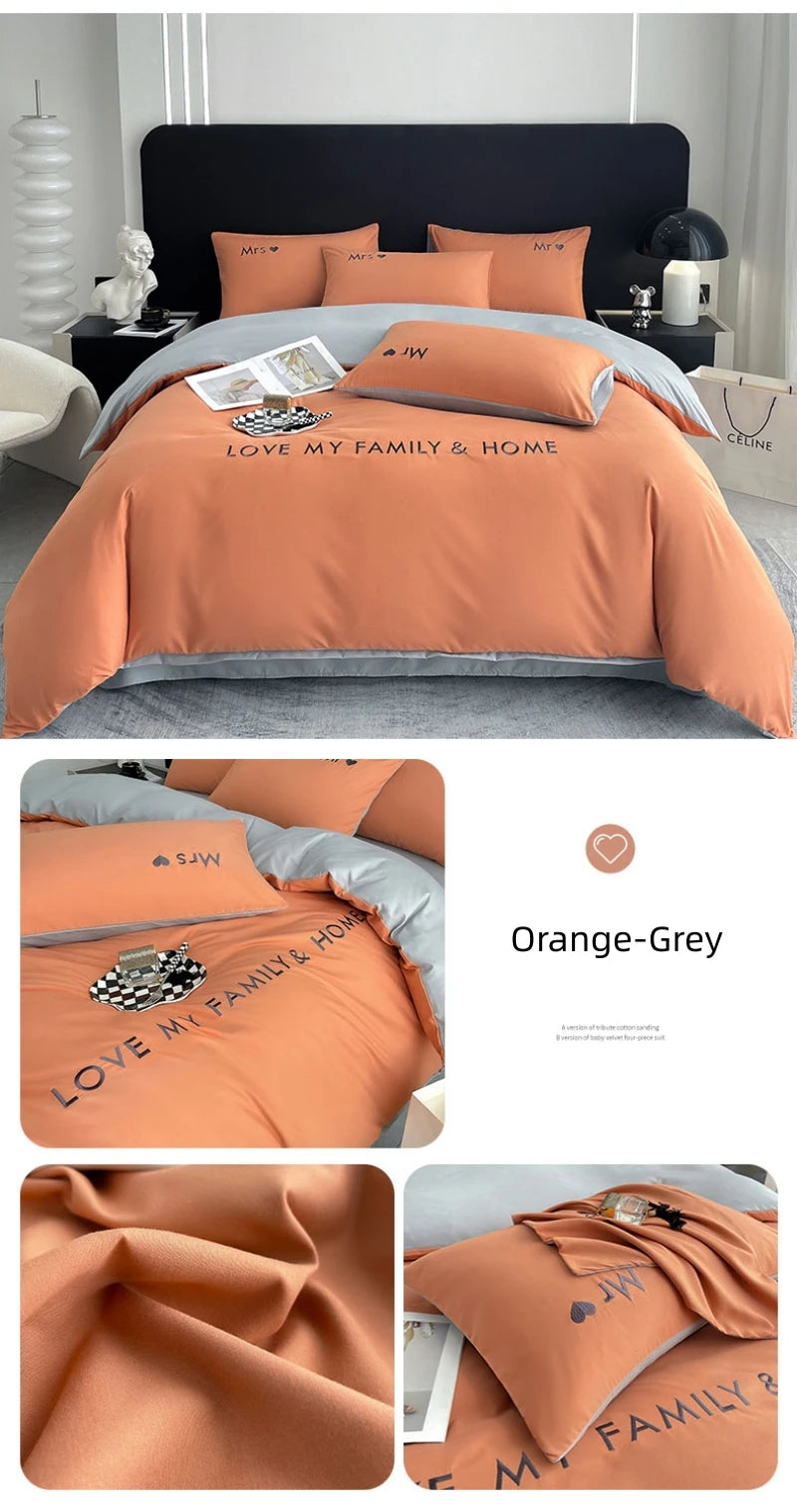 Nordic Luxury Egyptian Cotton Bedding Set King Queen Double Twin Size