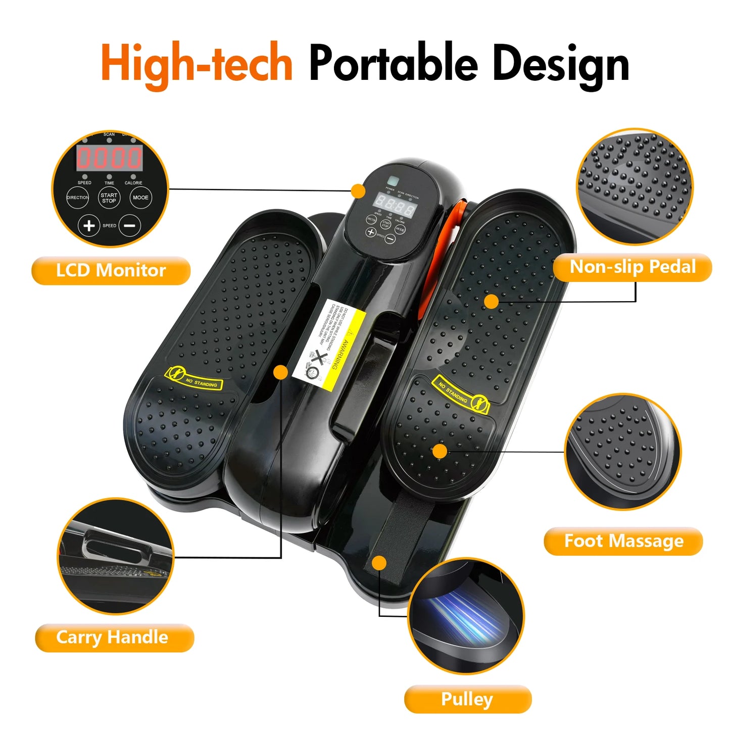 Under-Desk Elliptical Machine Leg Exerciser for Seniors Portable Fully Assembled